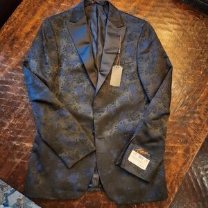 New Egara Tuxedo Jacket 38L Slim Peak Lapel Brocade Dual Vent Dinner Jacket $179